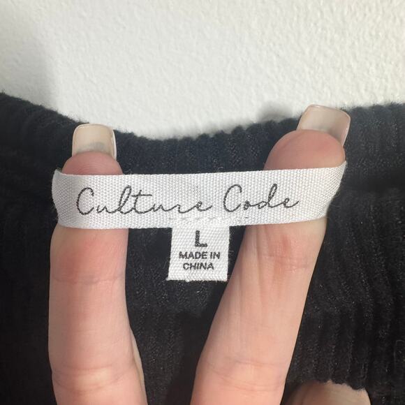Culture Code Dress Women L Black Cowl Neck Minimal Modest Holiday Ribbed Y2K - Picture 6 of 8